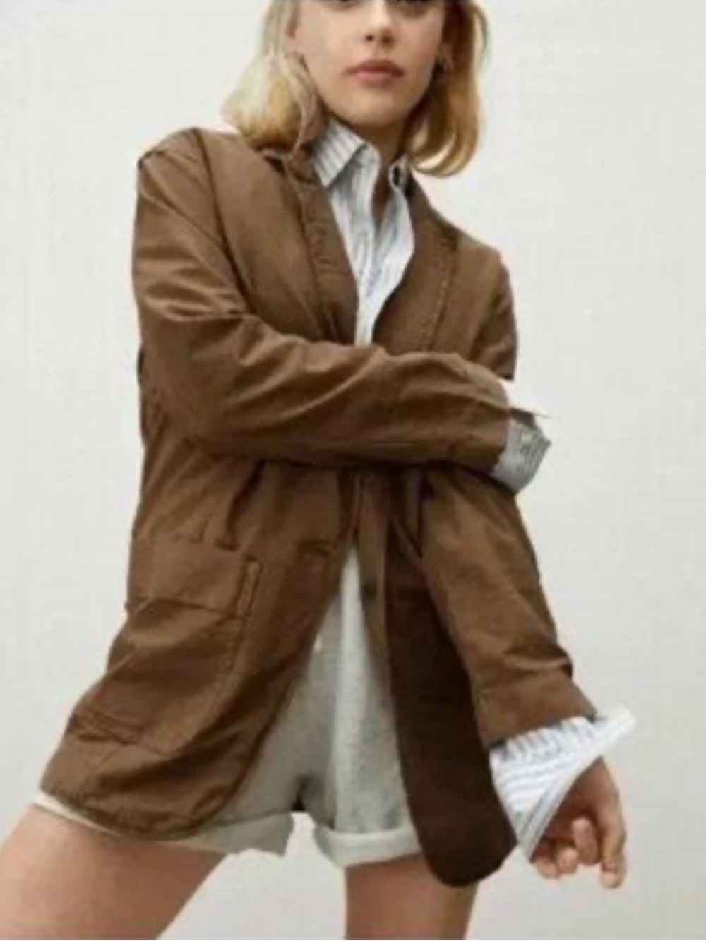 Everlane Organic Cotton Brown Tan Blazer Chore Barn Jacket Small